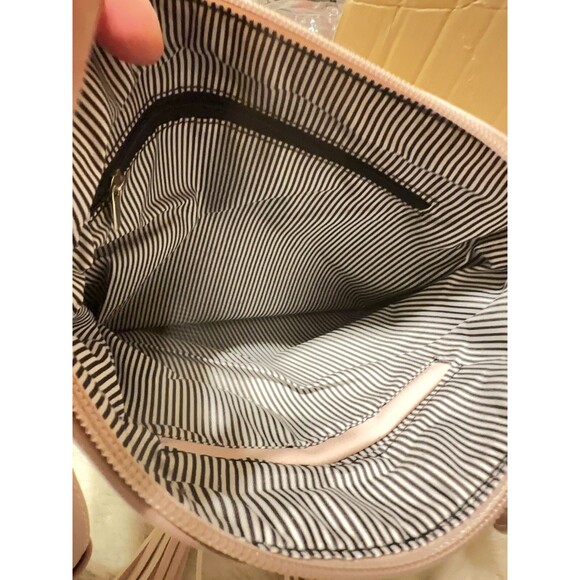 SUGU Lightweight Medium Dome Crossbody Bag Shoulder Bag with Tassel Blush Navy - Picture 7 of 10